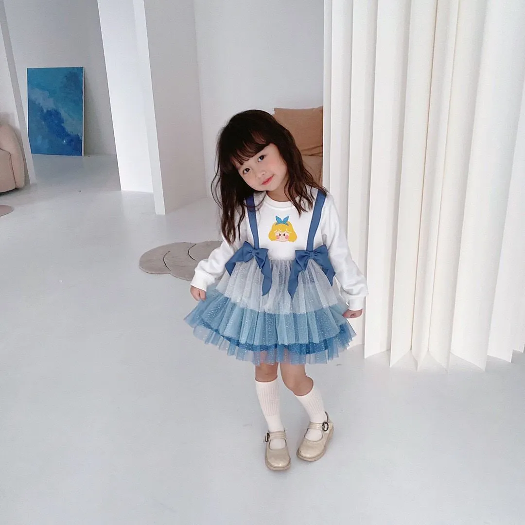 【90-140】可愛らしさ満載 フェイクレイヤード グラデーション ティアードワンピース
