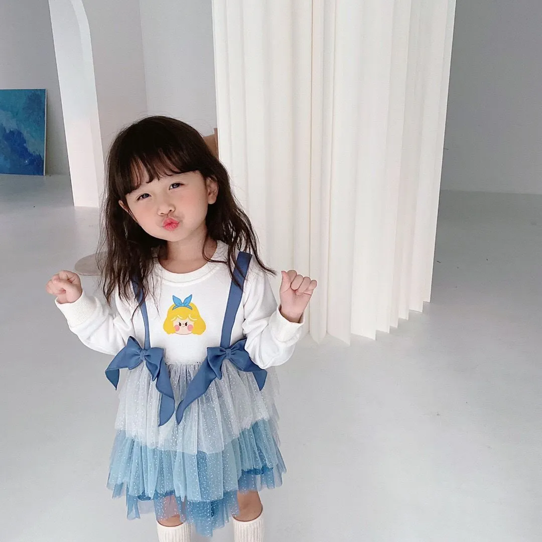 【90-140】可愛らしさ満載 フェイクレイヤード グラデーション ティアードワンピース