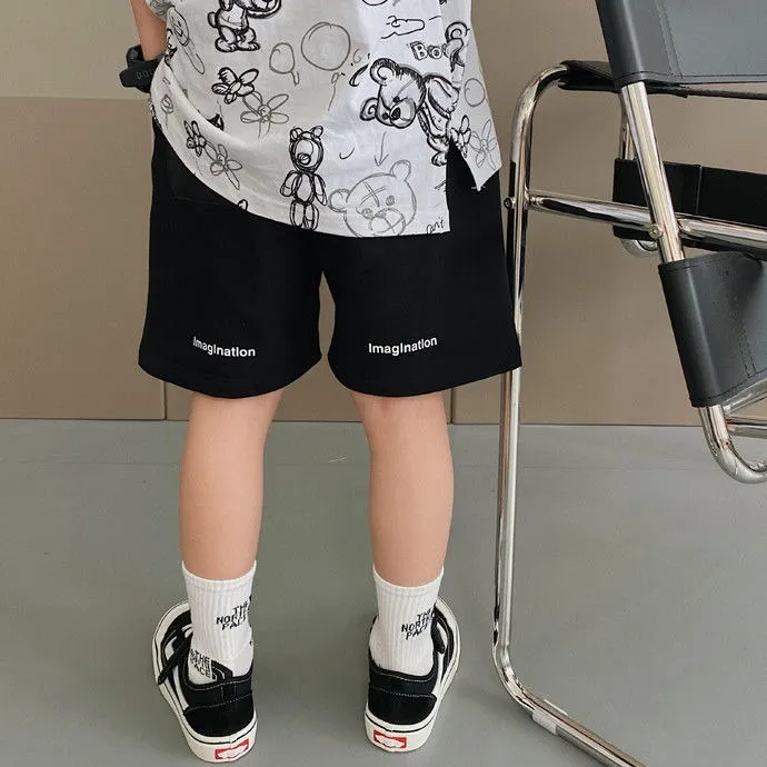 【110-160】夏 男の子 子供服 おしゃれ プリント 半袖 Tシャツ+ショートパンツ セットアップ