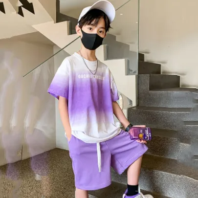 【120-170】一番人気 おしゃれ クラーデション キッズ 子供服 男の子 夏用 セットアップ