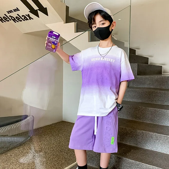 【120-170】一番人気 おしゃれ クラーデション キッズ 子供服 男の子 夏用 セットアップ