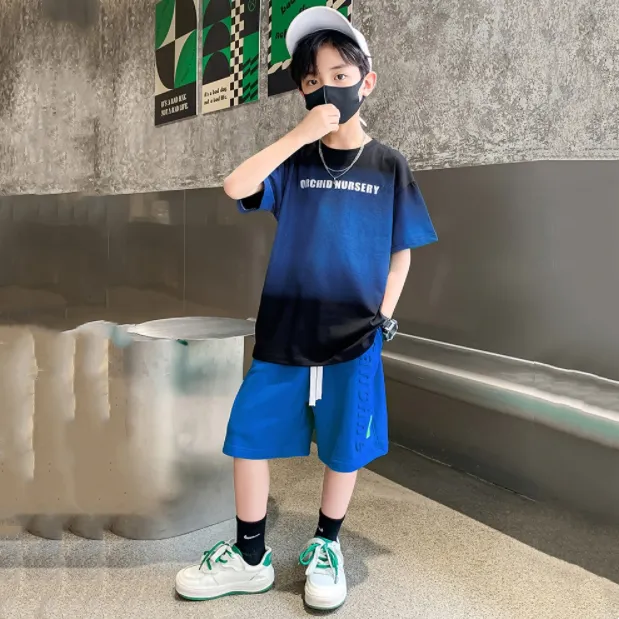 【120-170】一番人気 おしゃれ クラーデション キッズ 子供服 男の子 夏用 セットアップ