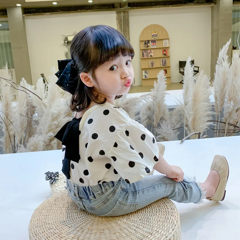 【80-140cm】二点セット 単品注文可能 かわいい ドット柄 女の子 オシャレ トップス＋ボトムス セット