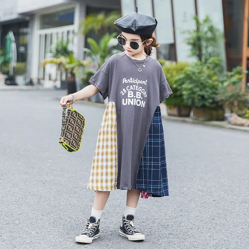 【110-170】切り替え アルファベット 韓国系 シンプル 女の子 ワンピース