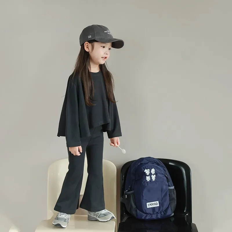 【90-140cm】二点セット 今季マストバイ 韓国系 スウィート 清新 キュート 無地 トップス＋パンツ セットアップ