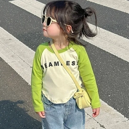 【80-160cm】新品殺到中 多色展開 シンプル 配色 春秋 子供服 トップス