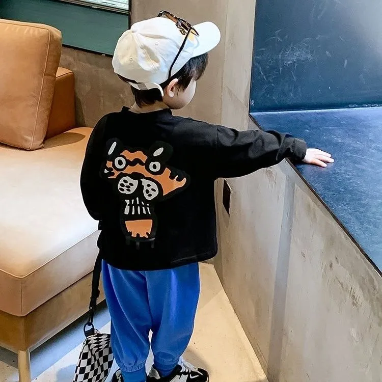 【100-160】お洒落 動物柄 合わせやすい 着回し力抜群 プリント 男の子 ジュニア 子供服 キッズ 長袖Ｔシャツ トップス