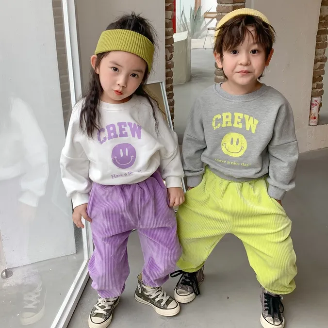 【90-140cm】2色選べる 子供用 スウェット 漫画 プリント 春秋 韓国 カジュアル トップス