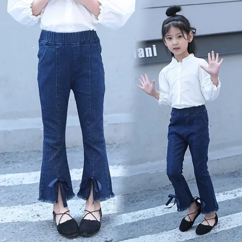 【80-160】人気急上昇 合わせやすい リボン付き着心地いい トレンド ファッション 高品質 女の子 ジーンズ ボトムス