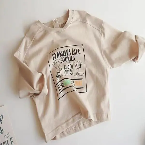 【80-130】[予約販売]カートゥーンバックプリントOR無地長袖Ｔシャツ