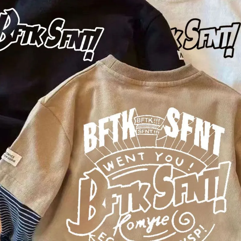 【80-140】绝賛発売  ラウンドネック  売れ筋  アルファベット  合わせやすい  Tシャツ
