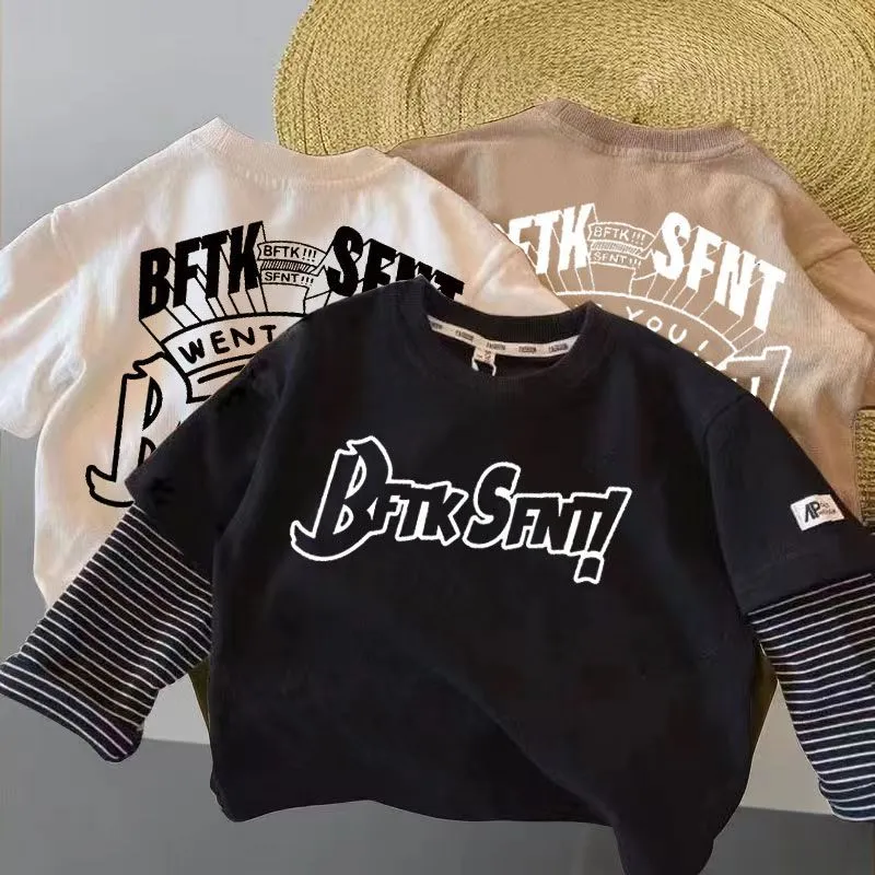 【80-140】绝賛発売  ラウンドネック  売れ筋  アルファベット  合わせやすい  Tシャツ