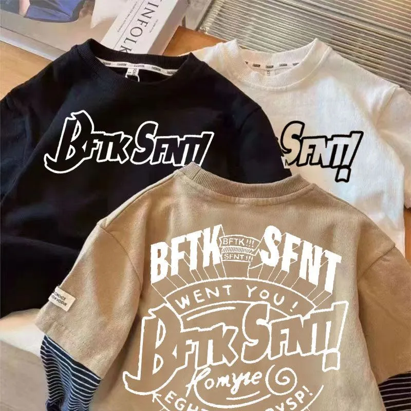 【80-140】绝賛発売  ラウンドネック  売れ筋  アルファベット  合わせやすい  Tシャツ