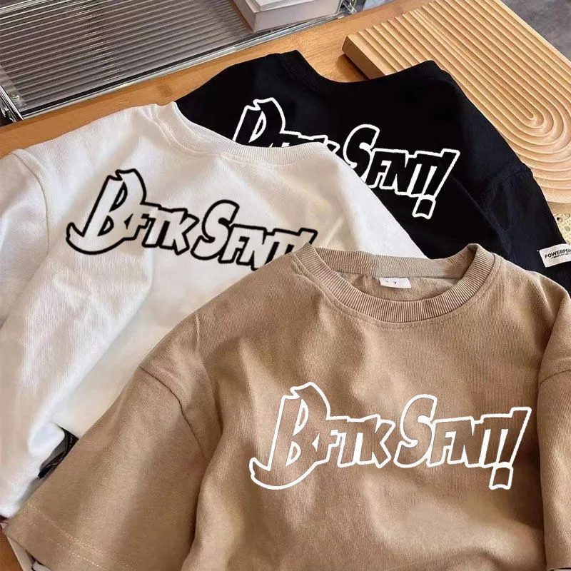 【80-140】绝賛発売  ラウンドネック  売れ筋  アルファベット  合わせやすい  Tシャツ