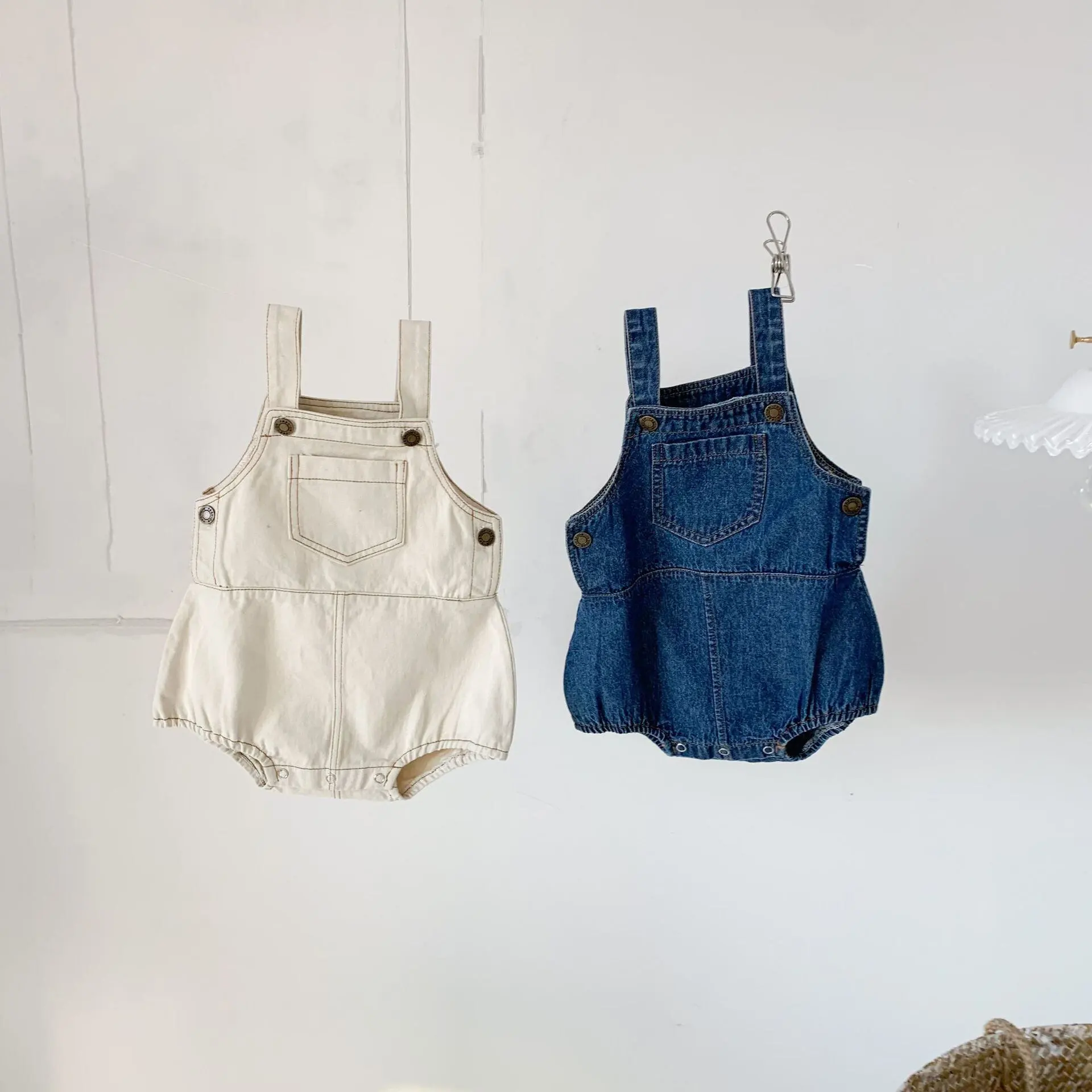 【66-100cm】デニムサロペットロンパース