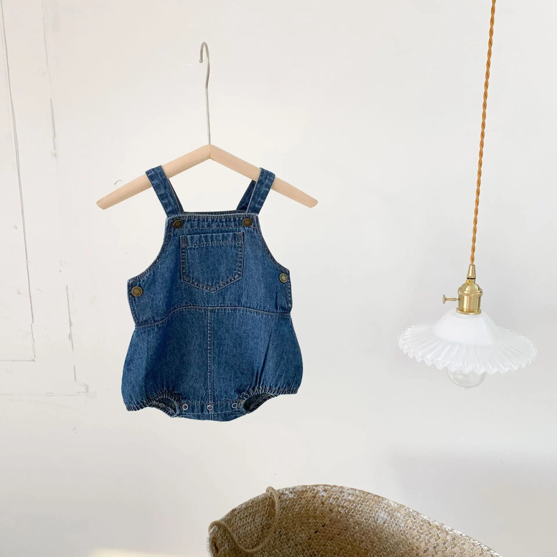 【66-100cm】デニムサロペットロンパース