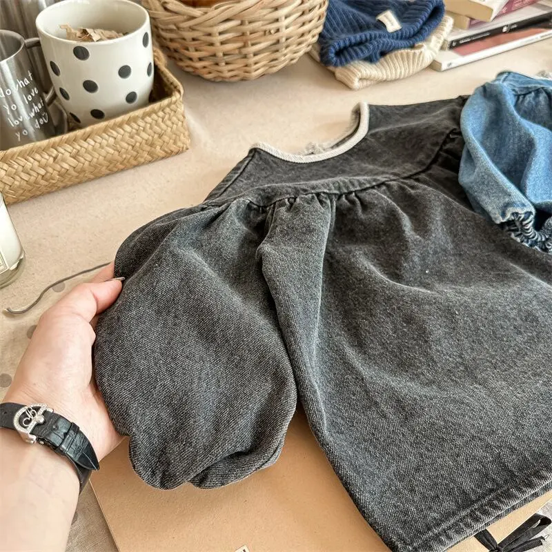 【80-130】春新作ルーズデニムブラウス