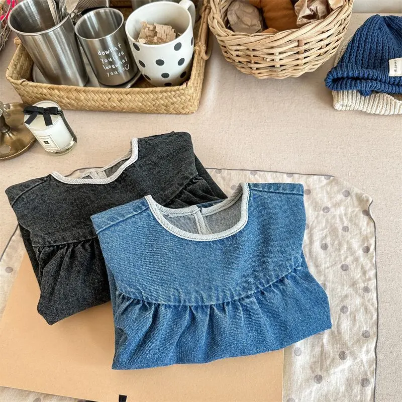 【80-130】春新作ルーズデニムブラウス