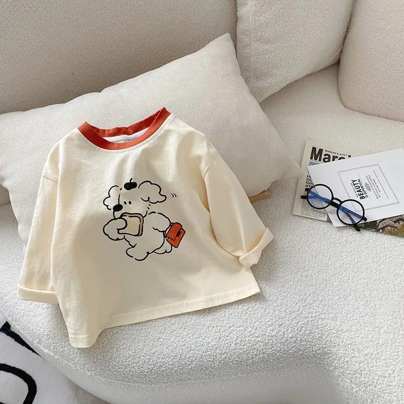 【80-130cm】2色選べる 韓国 シンプル 清新 可愛い カートゥーン 子供服 男の子 女の子 Ｔシャッツ トップス