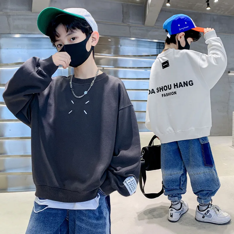 【120-170】アルファベット ファッション シンプル 春 秋 ジュニア キッズ 男の子 トップス 子供服 スウェット トレーナー