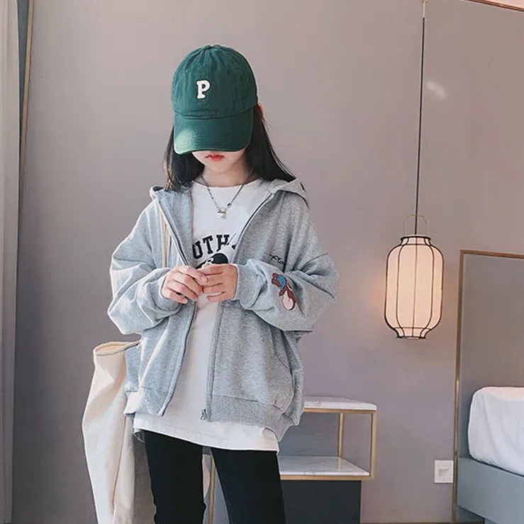 【100-160】プリントシンプル長袖Tシャツ女の子トップス