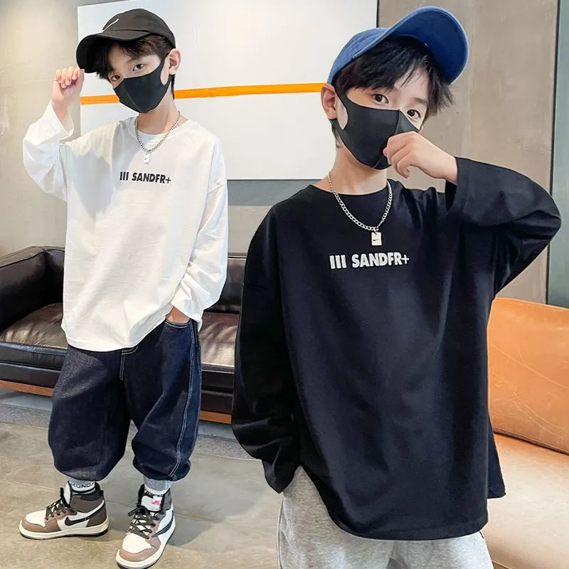 【110-160】韓国系プリント長袖アルファベット男の子トップス