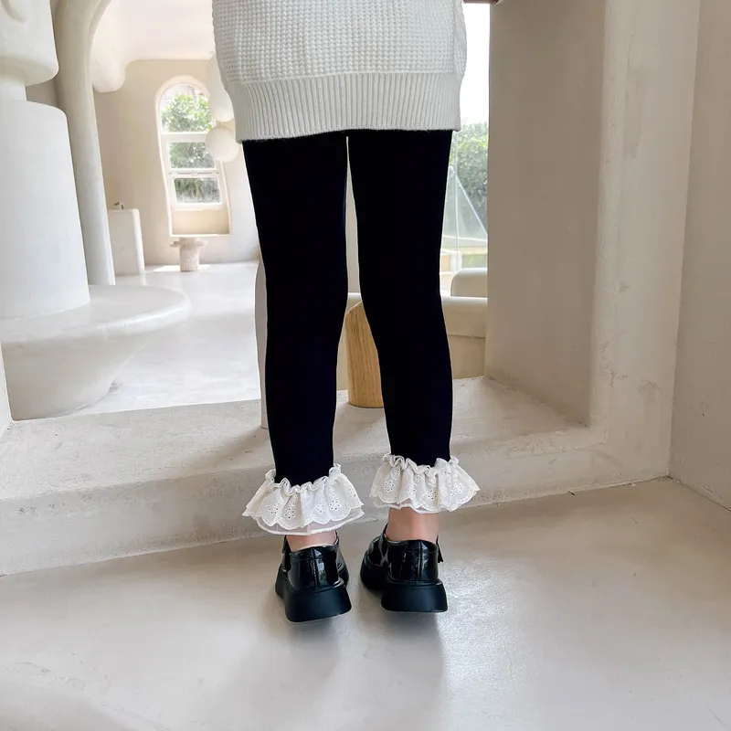 【80-140】全2色切り替え無地スウィートレギンス女の子ボトムス