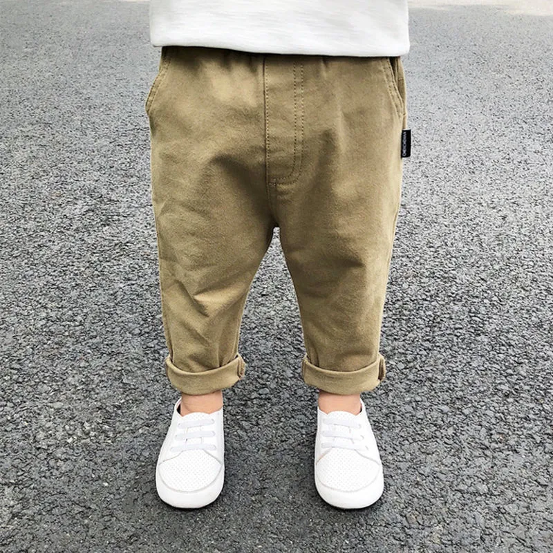 【90-120】2色展開無地レギュラーウエストカジュアルパンツ男の子ボトムス