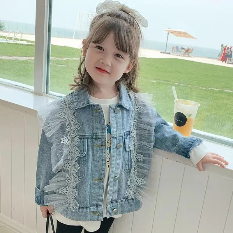 【90-140】韓国系 ファッション 着せやすい おしゃれ  キッズ 子供服 トドラー 女の子 春秋 デニム アウター