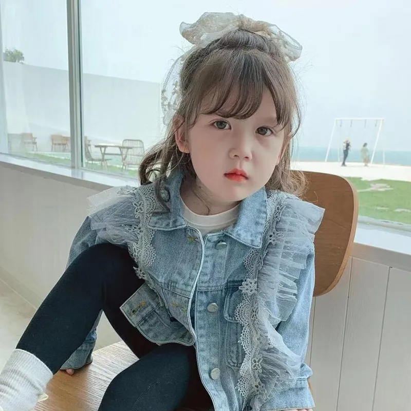 【90-140】韓国系 ファッション 着せやすい おしゃれ  キッズ 子供服 トドラー 女の子 春秋 デニム アウター