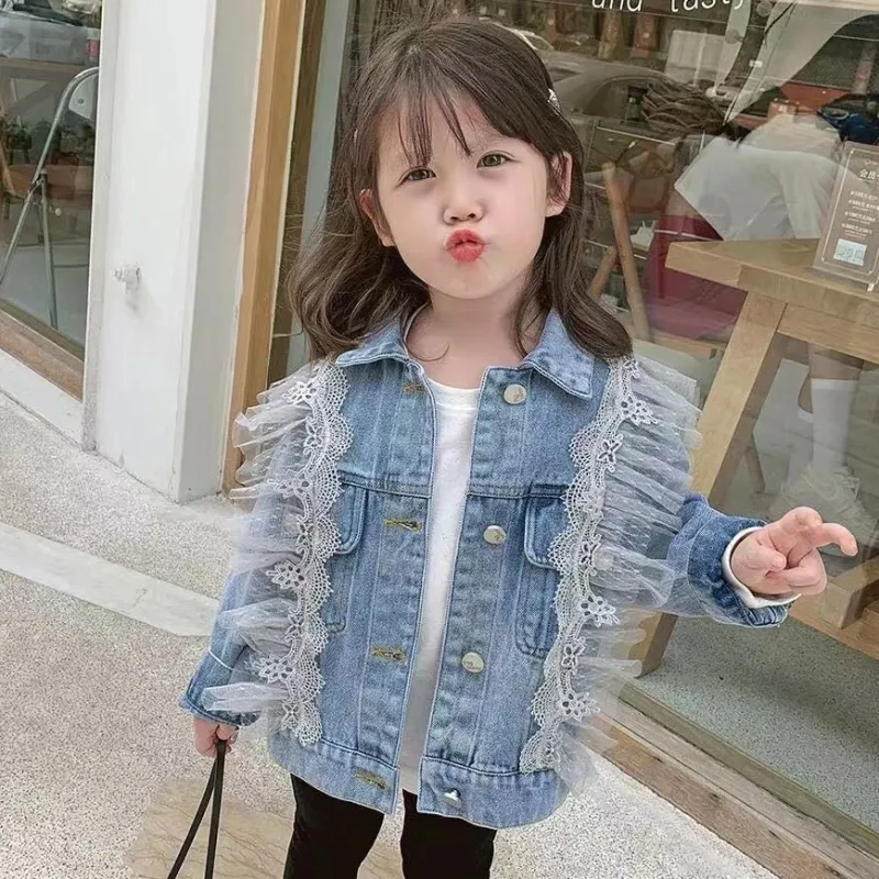 【90-140】韓国系 ファッション 着せやすい おしゃれ  キッズ 子供服 トドラー 女の子 春秋 デニム アウター