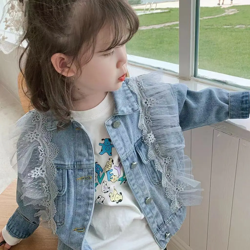 【90-140】韓国系 ファッション 着せやすい おしゃれ  キッズ 子供服 トドラー 女の子 春秋 デニム アウター