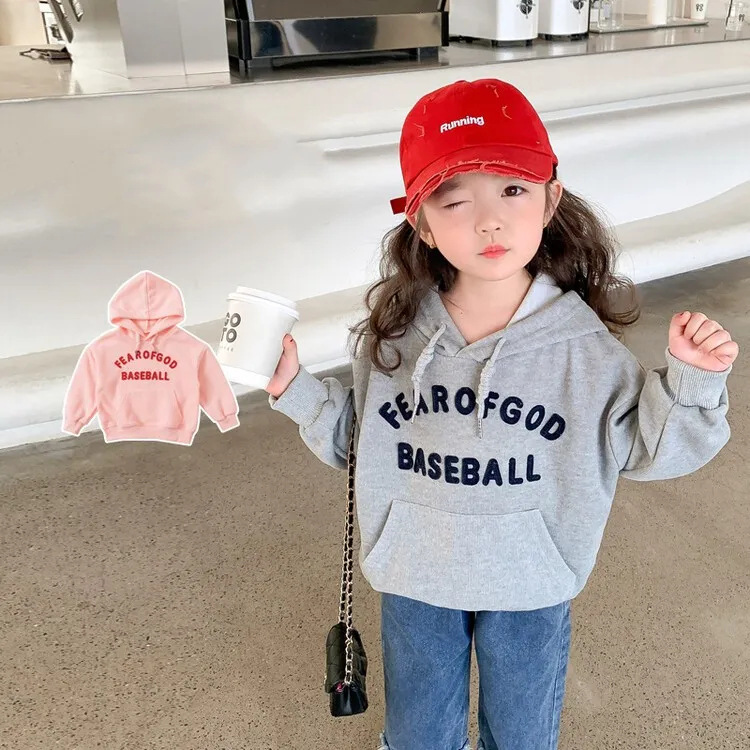 【90-140】3色展開 着せやすい アルファベット  キッズ 子供 服 トドラー 女の子 春秋 パーカー トップス