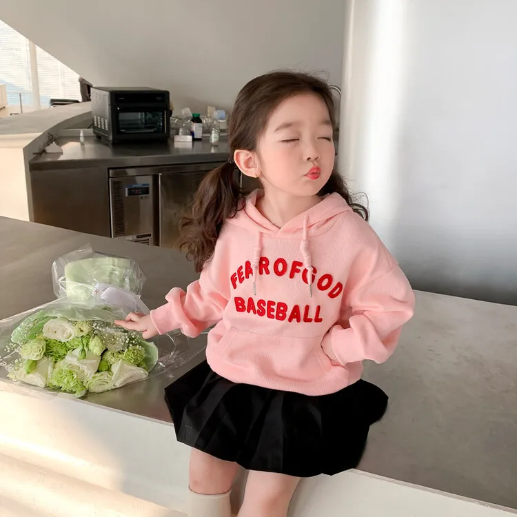 【90-140】3色展開 着せやすい アルファベット  キッズ 子供 服 トドラー 女の子 春秋 パーカー トップス