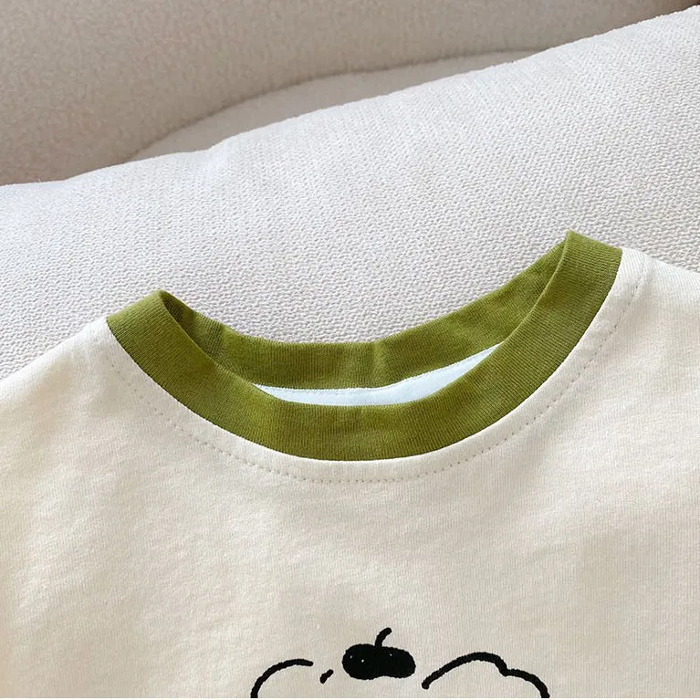 【80-130cm】2色選べる 韓国 シンプル 清新 可愛い カートゥーン 子供服 男の子 女の子 Ｔシャッツ トップス
