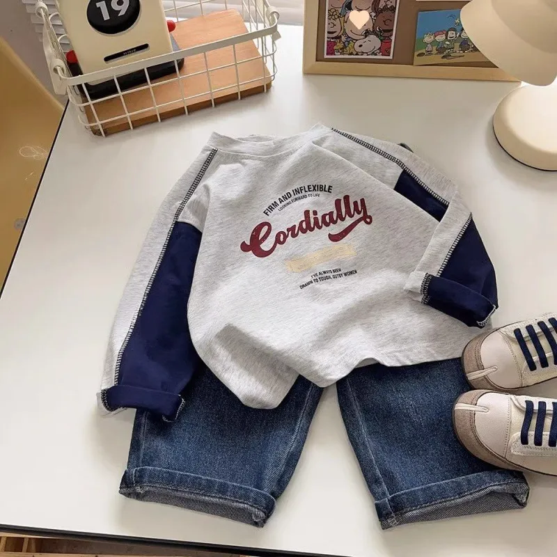 【80-130cm】韓国子供服  綿 男の子 長袖 Tシャツ 春秋 カートゥーン 子供 トップス