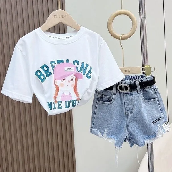 【100-160】合わせやすい デニム 無地 ダメージ加工 夏 子供服 キッズ ジュニア 女の子 ボトムス ショートパンツ