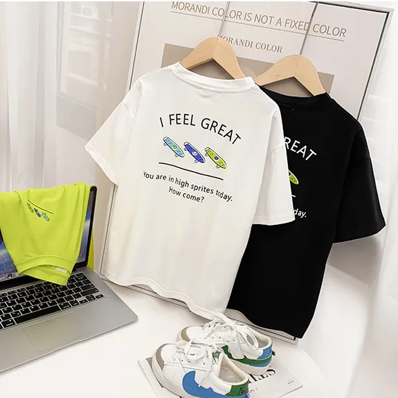 【110-160】アルファベット ファッション 夏 男の子 ジュニア キッズ トップス 子供服 半袖 Tシャツ