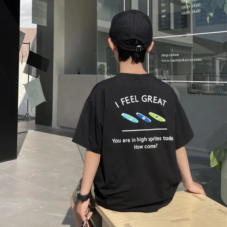 【110-160】アルファベット ファッション 夏 男の子 ジュニア キッズ トップス 子供服 半袖 Tシャツ
