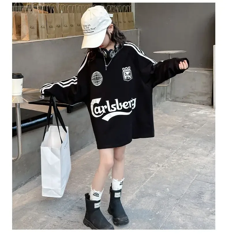 【130-170】ストリート 韓流  ファッション 目立つ 売れ筋  合わせやすい 個性派 女の子 長袖 Ｔシャツ