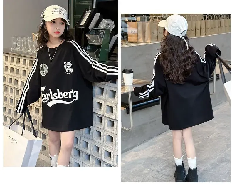 【130-170】ストリート 韓流  ファッション 目立つ 売れ筋  合わせやすい 個性派 女の子 長袖 Ｔシャツ