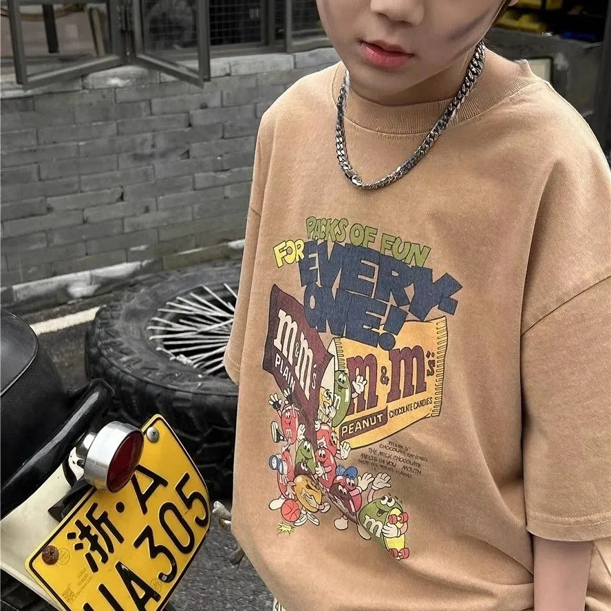 【100-160】着心地いい 欧米風 カジュアル クール 肌触りいい カートゥーンプリント 男の子 Tシャツ