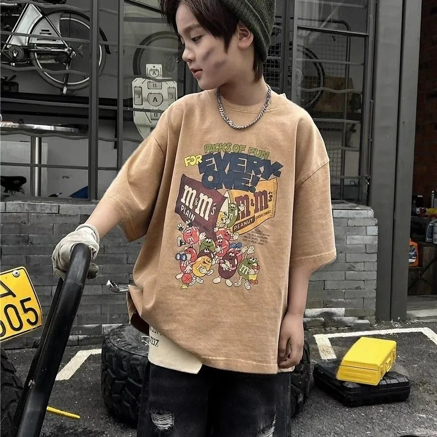 【100-160】着心地いい 欧米風 カジュアル クール 肌触りいい カートゥーンプリント 男の子 Tシャツ