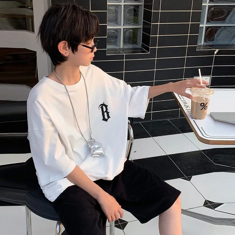 【120-170】カジュアル  ファッション コットン 男の子 アルファベット プルオーバー 無地 快適 トップス Ｔシャツ