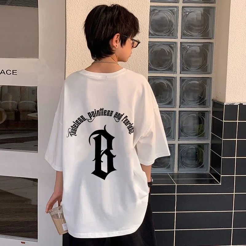 【120-170】カジュアル  ファッション コットン 男の子 アルファベット プルオーバー 無地 快適 トップス Ｔシャツ