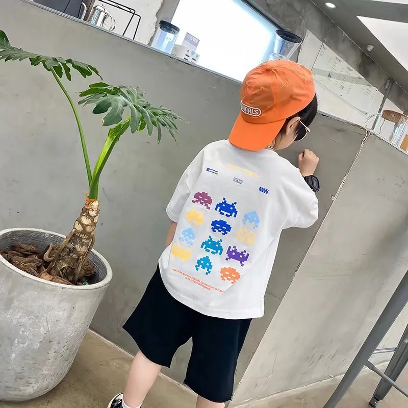 【100-160】 プリント かわいい ファッション 2色展開 キッズ ジュニア 子供 服 男の子 半袖 夏 Tシャツ カットソー トップス