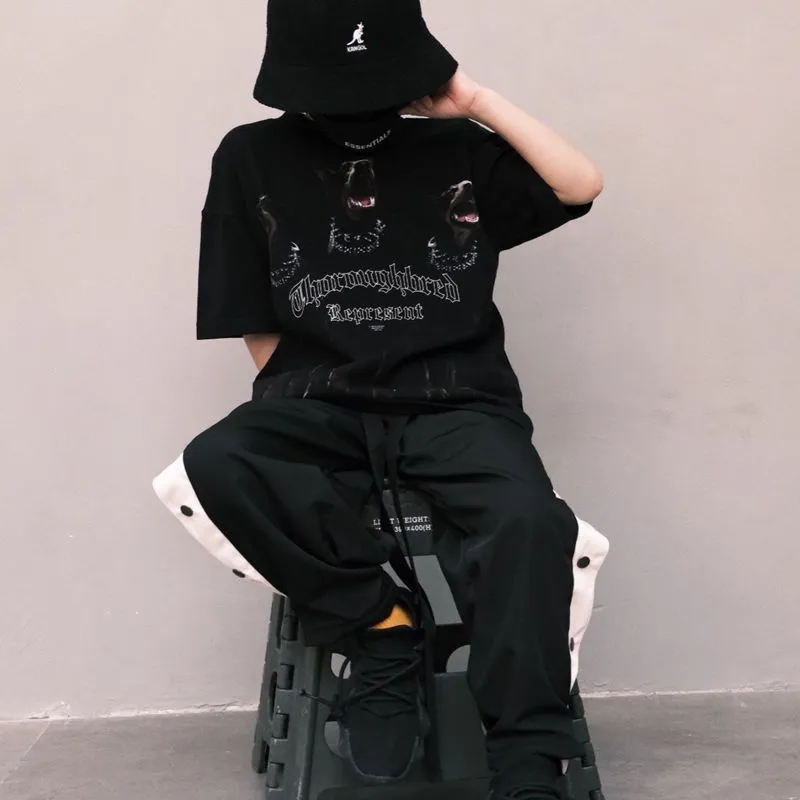 【80-150】おすすめ オーバーサイズ カッコイイ コットン 子供 ゆったり プリント  動物柄 Ｔシャツ　