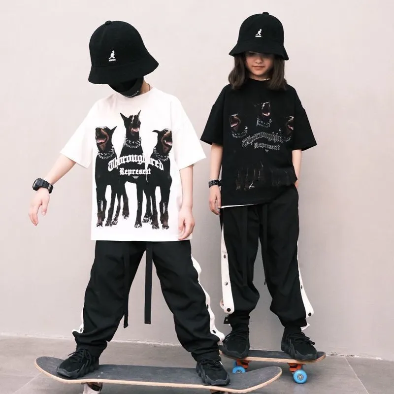 【80-150】おすすめ オーバーサイズ カッコイイ コットン 子供 ゆったり プリント  動物柄 Ｔシャツ　