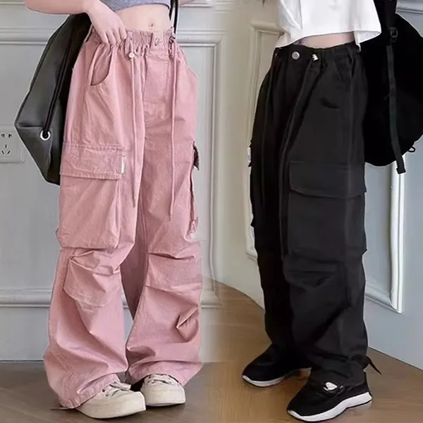 【120-170cm】 ファッション 無地 ゆったり ポケット付き ボウタイ 夏 子供服 キッズ ジュニア 女の子 ボトムス カーゴパンツ