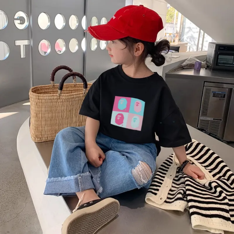 【90-160cm】質感のいい 超人気商品 ファッション シンプル 新作 男女限らず 快適 プリント Ｔシャツ